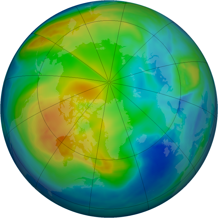 Arctic ozone map for 29 November 2007